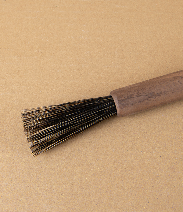 Brush for Small Spaces & Coffee Grinders, Oiled Walnut & Horsehair