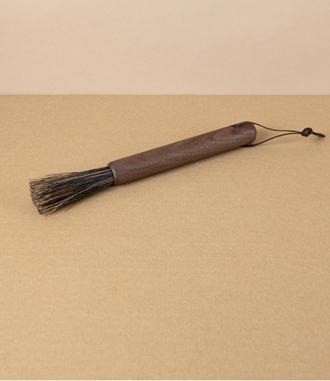 Brush for Small Spaces & Coffee Grinders, Oiled Walnut & Horsehair with Loop