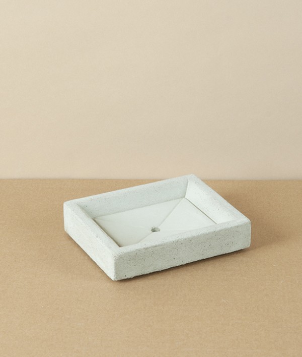 Swedish Hand Cast Concrete Soap Dish, Rectangular