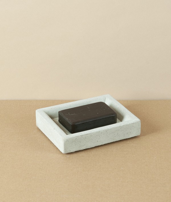 Swedish Hand Cast Concrete Soap Dish, Rectangular
