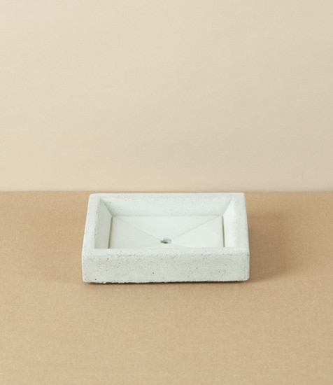 Swedish Hand Cast Concrete Soap Dish, Rectangular