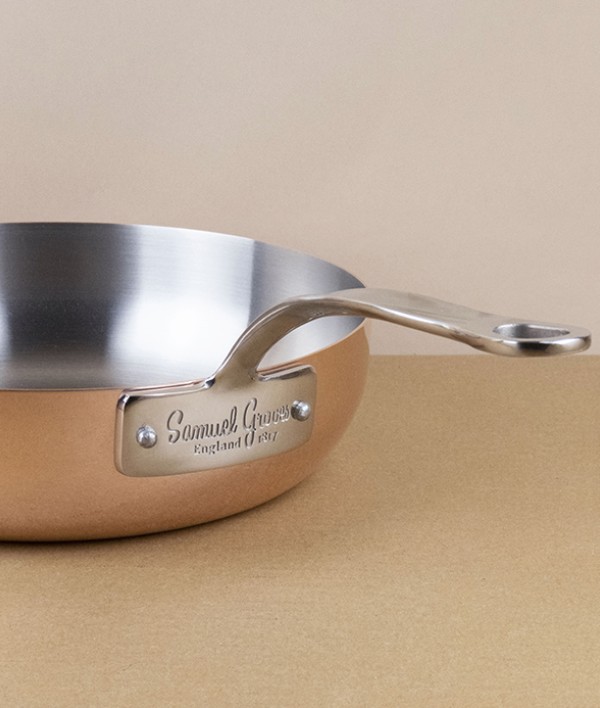 English copper and stainless steel chef’s pan