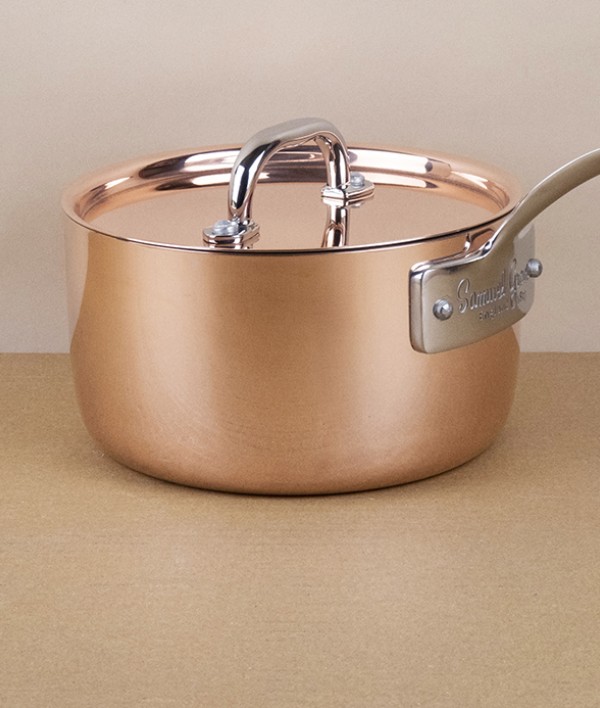 English copper & stainless steel lidded saucepan, 1.5l