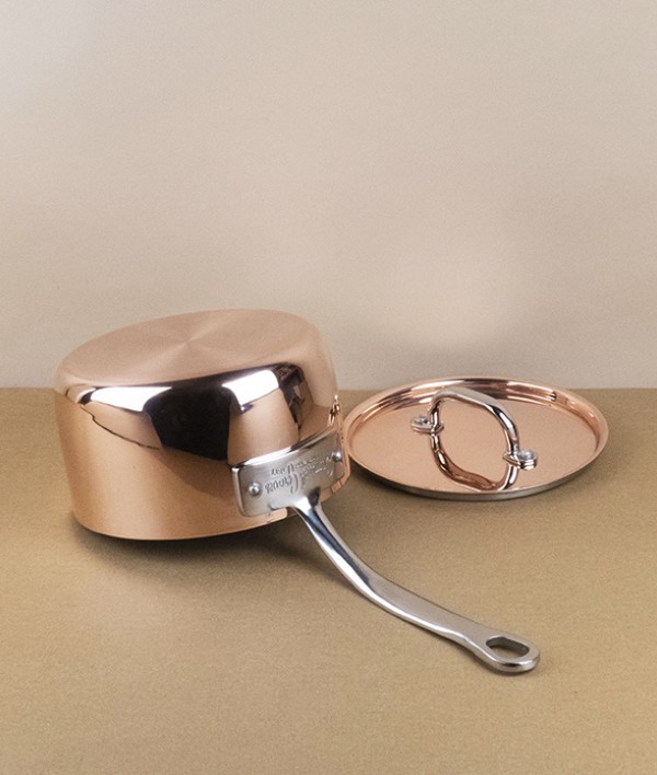 English copper & stainless steel lidded saucepan, 1.5l