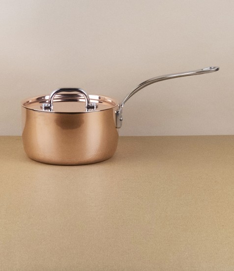 English copper & stainless steel lidded saucepan, 1.5l