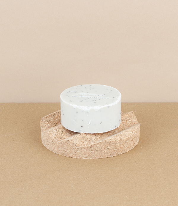Circular cork soap dish with ridges