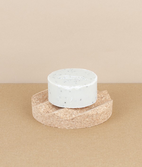 Circular cork soap dish with ridges