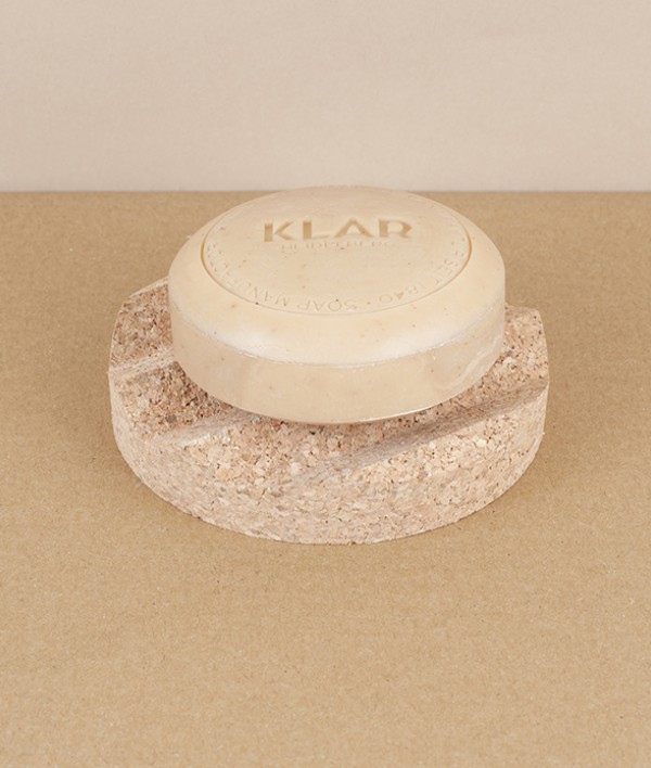 Circular cork soap dish with ridges