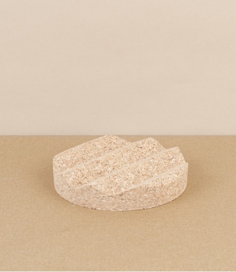 Circular cork soap dish with ridges