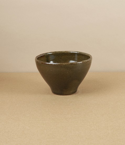 Japanese Ceramic Small Bowl or Drinking Cup, Olive