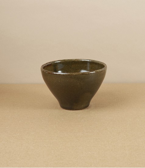 Japanese Ceramic Small Bowl or Drinking Cup, Olive
