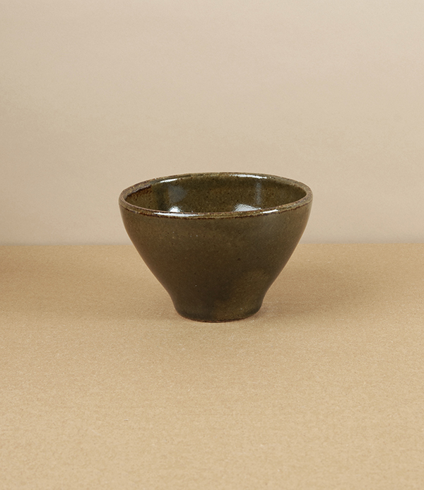 Japanese Ceramic Small Bowl or Drinking Cup, Olive
