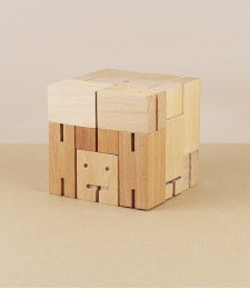 Cubebot wooden toy robot, large