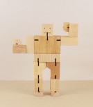 Cubebot wooden toy robot, small
