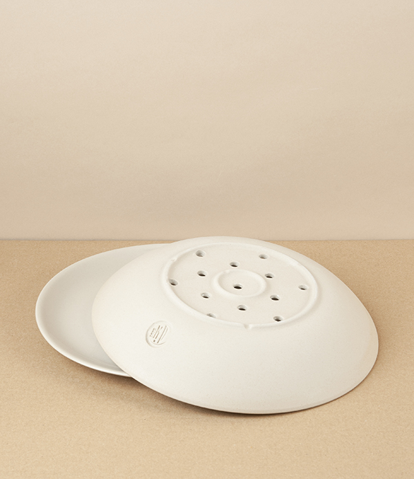 Poterie Digoin Berry Dish & Saucer, Natural Glaze