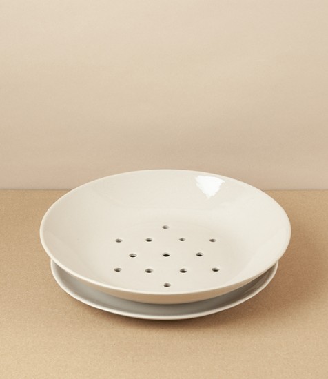 Poterie Digoin Berry Dish & Saucer, Natural Glaze