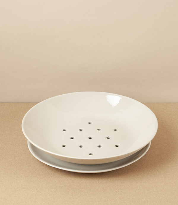 Poterie Digoin Berry Dish & Saucer, Natural Glaze