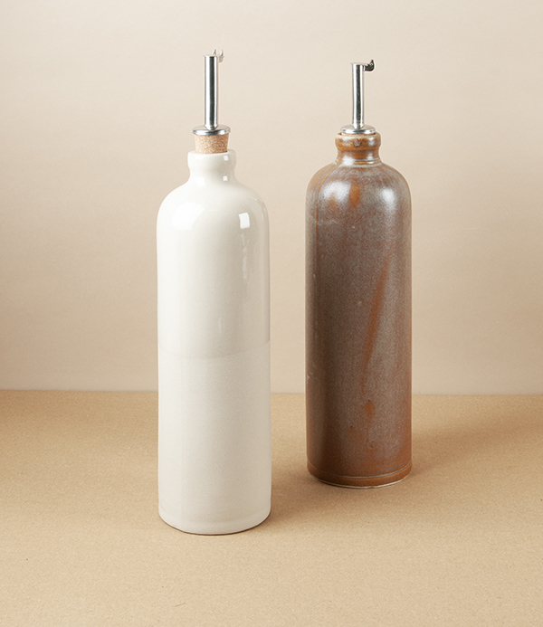 Poterie Digoin Stoneware Oil Bottle, Natural Glaze
