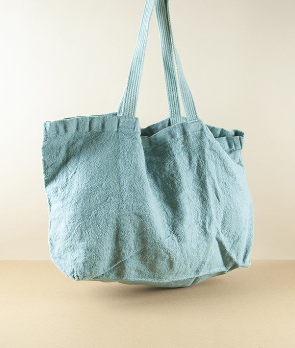 French Linen Woven Carry-All, Vert de Gris