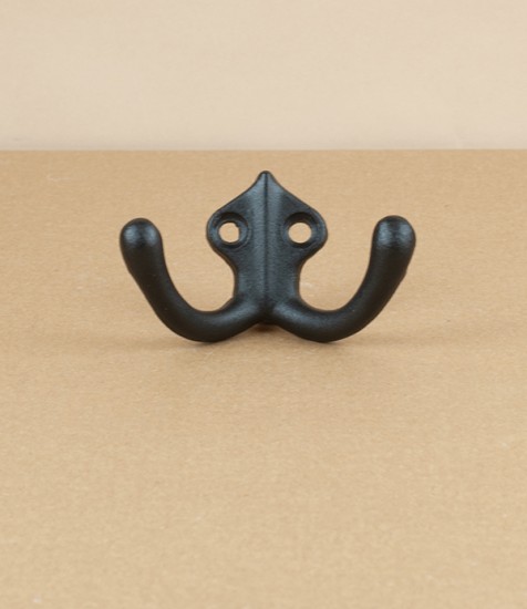 Cast aluminium Double Hook 142, Black