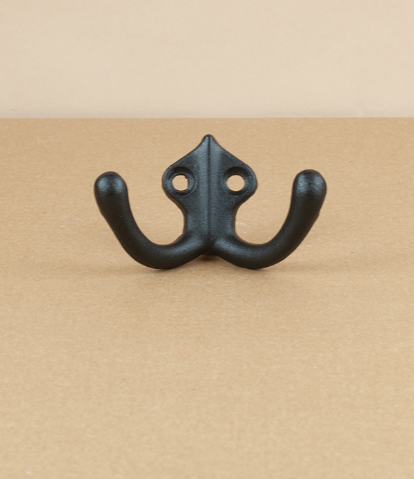 Cast aluminium Double Hook 142, Black