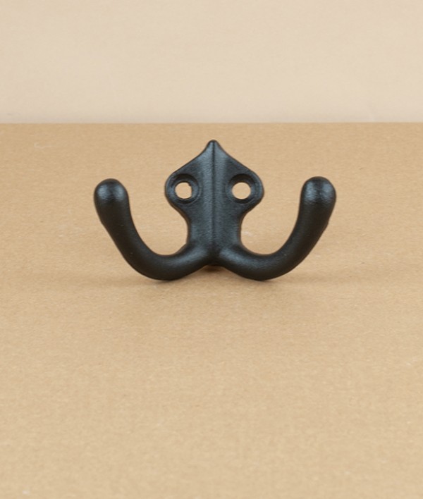 Cast aluminium Double Hook 142, Black