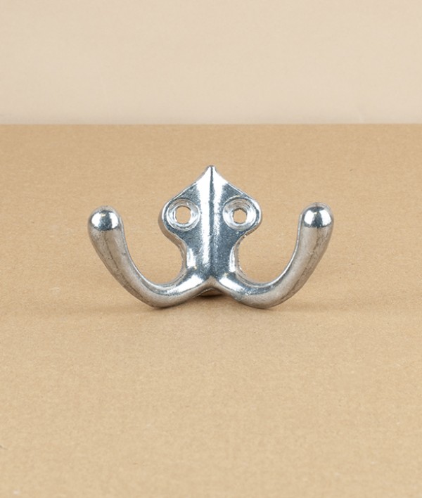 Cast aluminium Double Hook 142, Raw Aluminium