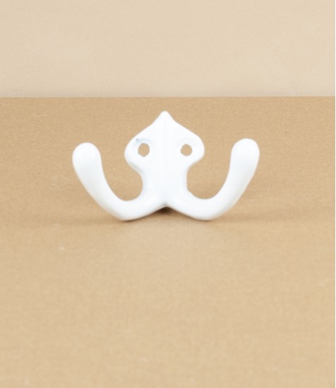 Cast Aluminium Double Hook 142, White
