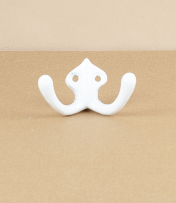 Cast Aluminium Double Hook 142, White