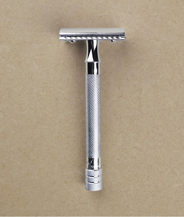 Merkur chrome safety razor, straight cut