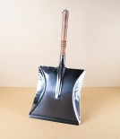 Wood Handled Dustpan, Stainless Steel with Hanging Loop