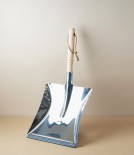 Wood Handled Dustpan, Stainless Steel with Hanging Loop