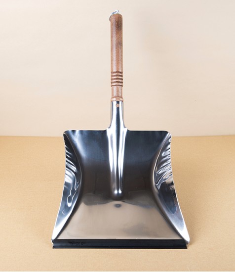 Wood Handled Dustpan, Stainless Steel