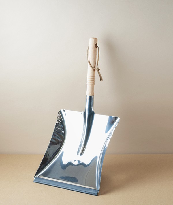 Wood Handled Dustpan, Stainless Steel