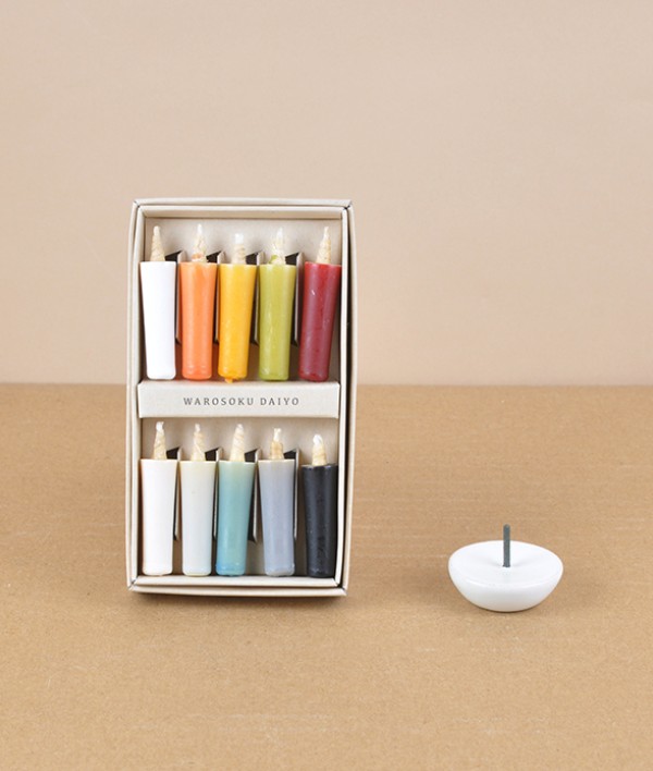 Japanese coloured candle & stand set