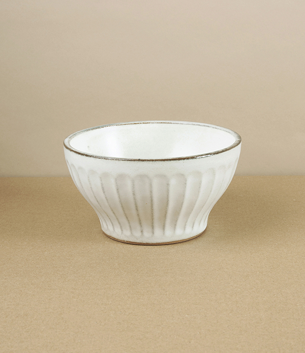 Japanese Earthenware Fluted Table Bowl