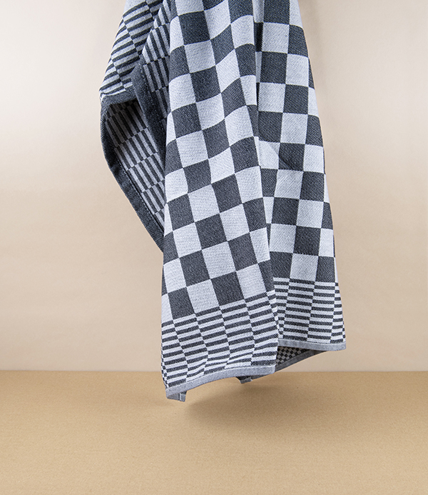 Jacquard Woven Square Kitchen Towel, 65cm, Black