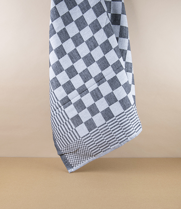 Jacquard Woven Square Kitchen Towel, 80cm, Black