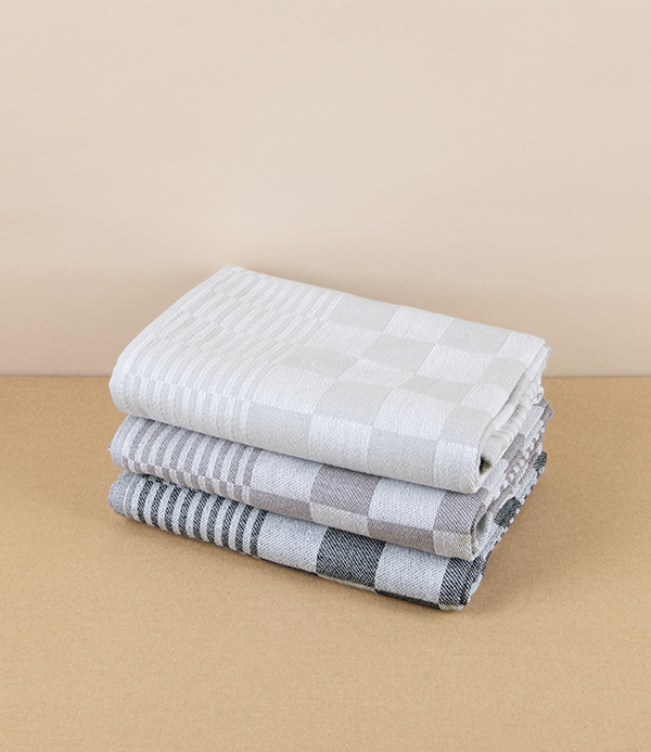 Jacquard Woven Square Kitchen Towel, 80cm, Beige