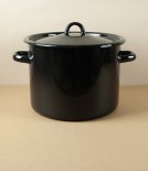 Ukrainian Enamel Casserole 24cm, 5.5l, Black