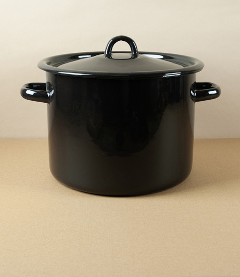 Ukrainian Enamel Casserole 24cm, 5.5l, Black
