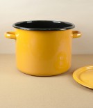 Ukrainian Enamel Casserole 24cm, 5.5l, Yellow/ Black