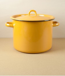 Ukrainian Enamel Casserole 24cm, 5.5l, Yellow/ Black