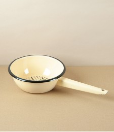 Ukrainian Enamel Colander, Pale Yellow