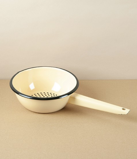 Ukrainian Enamel Colander, Pale Yellow