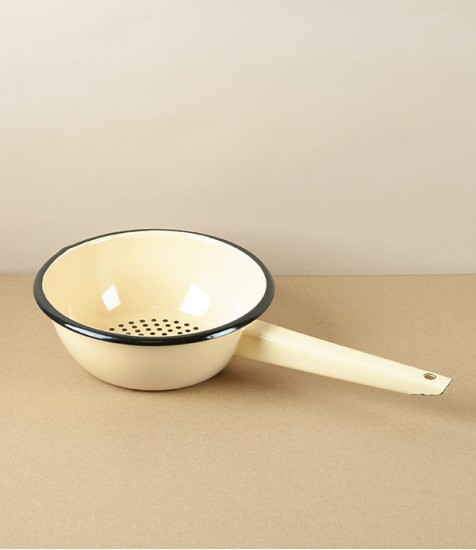 Ukrainian Enamel Colander, Pale Yellow