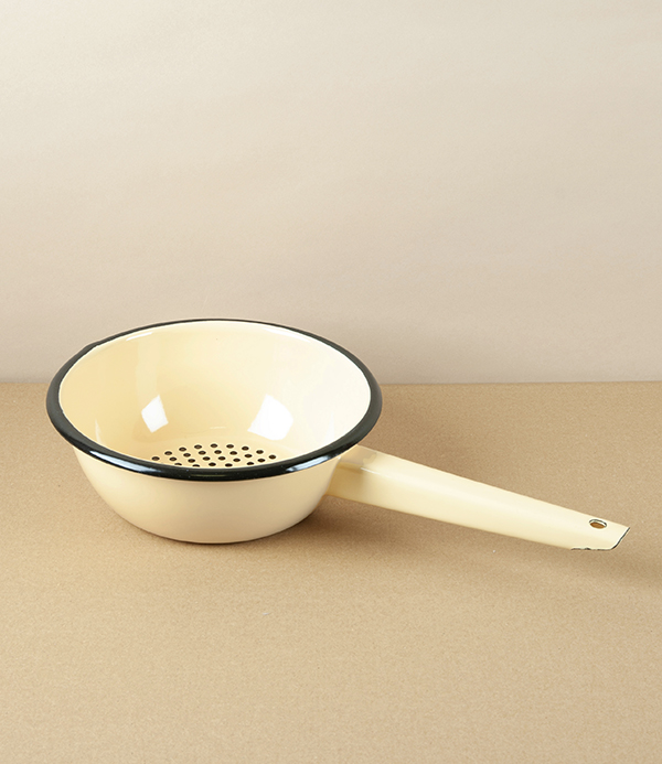 Ukrainian Enamel Colander, Pale Yellow