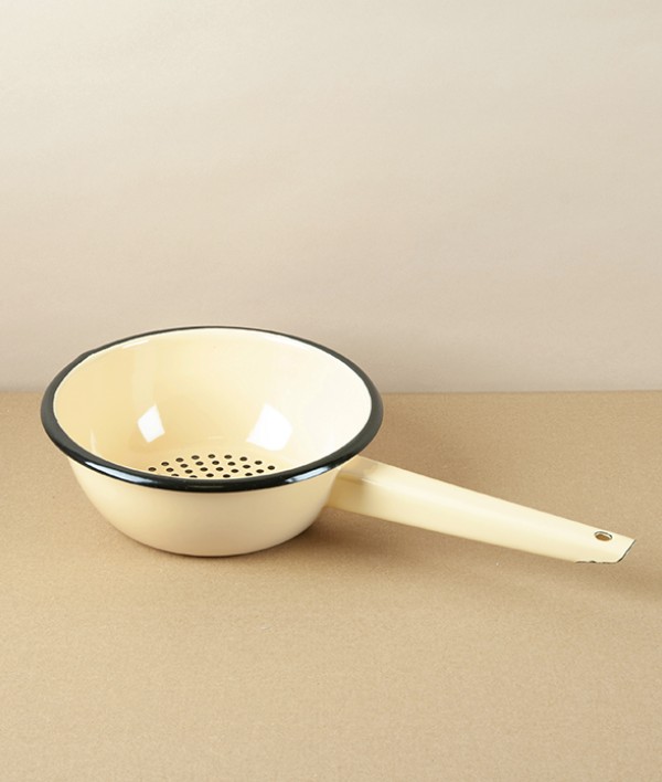 Ukrainian Enamel Colander, Pale Yellow