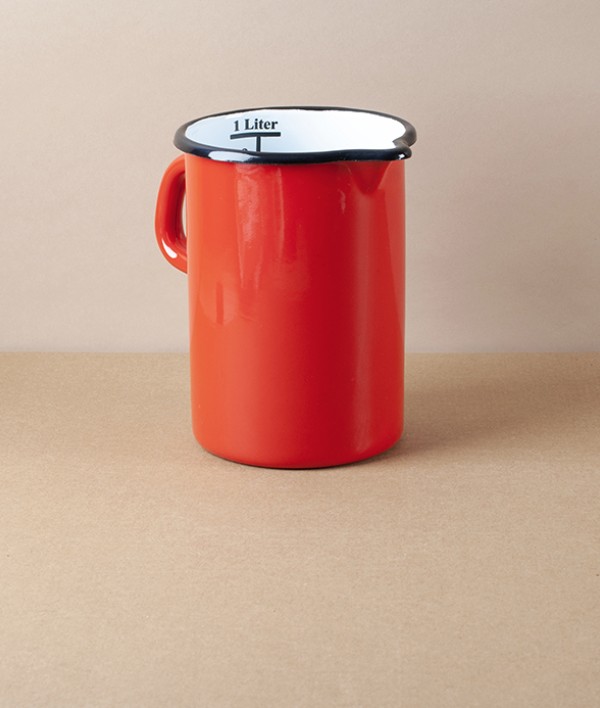 Hungarian Enamel Measuring Jug, Red