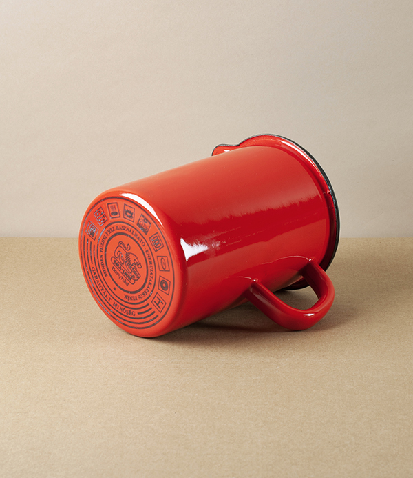 Hungarian Enamel Measuring Jug, Red
